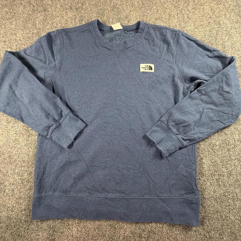 The North Face Mens Blue Crewneck Sweatshirt Fleece Heritage Patch M 1358